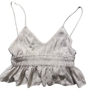 Cotton Candy LA White Ruffle Babydoll V-neck Tank